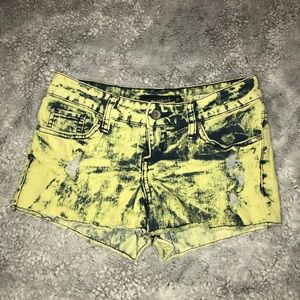 Acid washed jean shorts